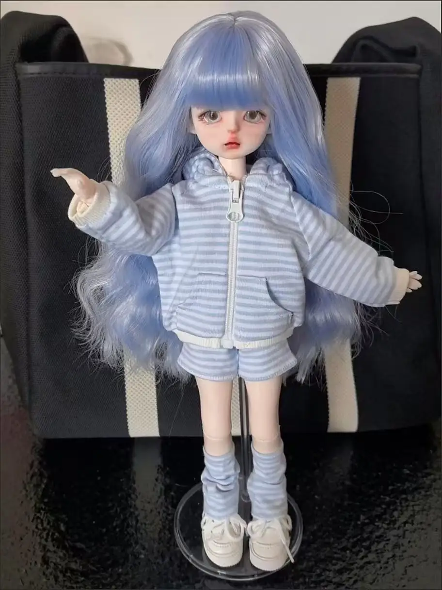 1/6 BJD Doll Costume Kawaii Hanging Ear Rabbit Hooded Top+Shorts+Leg Covers Diy Toy House Decoration Doll Accessories No Doll