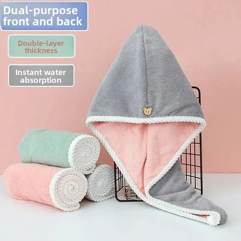 

Утолщенная двухслойная впитывающая быстросохнущая шапочка для волос, женское полотенце для мытья головы, новая модель, тонкая модель, шапочка для душа