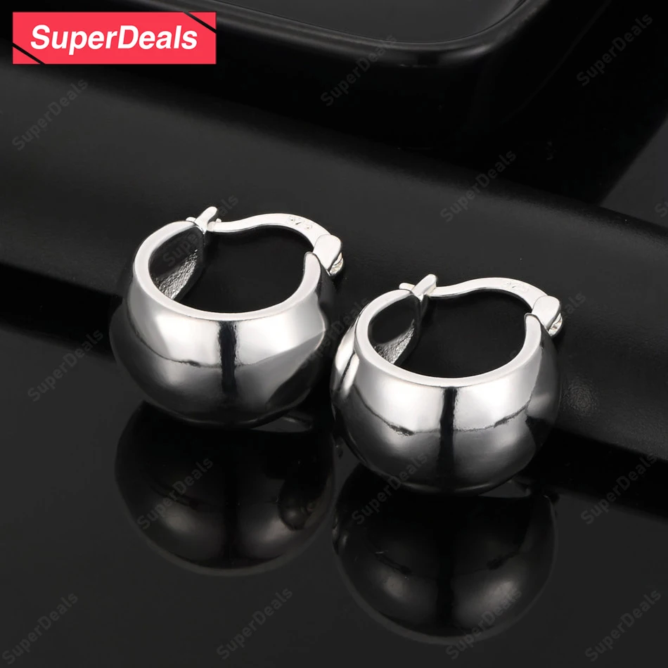 

SuperDeals 925 Sterling Silver Round Smooth Ear Clip Earring Women Pretty Jewelry Charm Wedding Birthday Gift Accessories