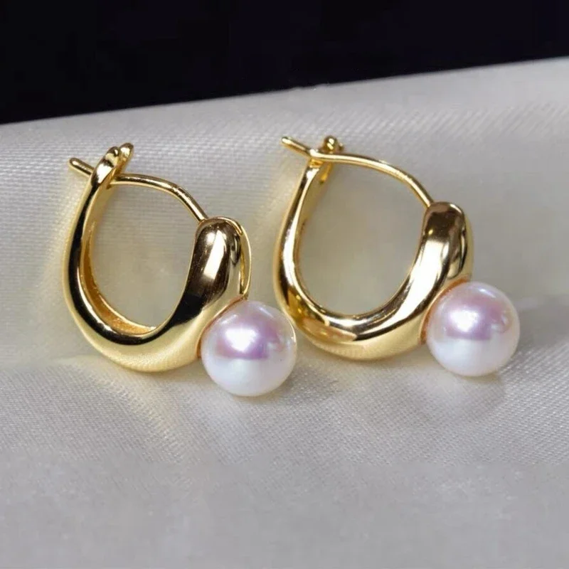 

Vintage Style Premium Gift Natural AKOYA Aurora White Freshwater Pearl Earrings S925 Sterling Silver Precision Ear Buckle Design