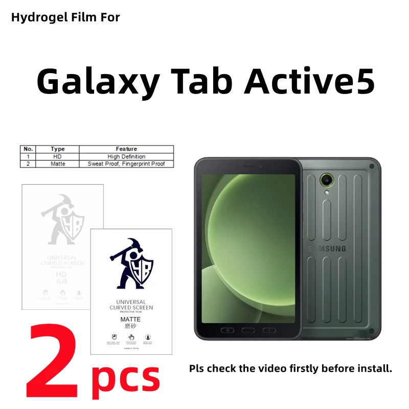 

2pcs Matte Hydrogel Film For Galaxy Tab Active5 HD Tablets Screen Protector For Galaxy Tab Active5 8.0 inches Clear Full Cover