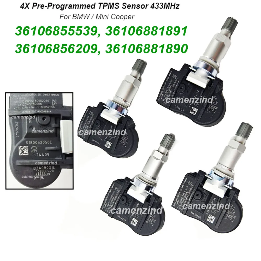 

4x TPMS Sensor 433MHz 36106855539 36106881890 36106856209 6881890 6881891 73901027 70735510 For BMW 316d 316i 318d 320d 320i
