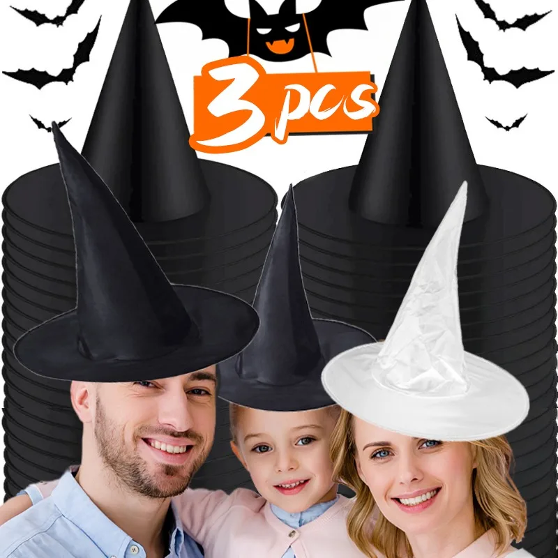 1/3Pcs Family Pack Halloween Witch Hats for Women Men Children Party Supply Cosplay Costume Prop Decorations Cosplay Wizard Caps