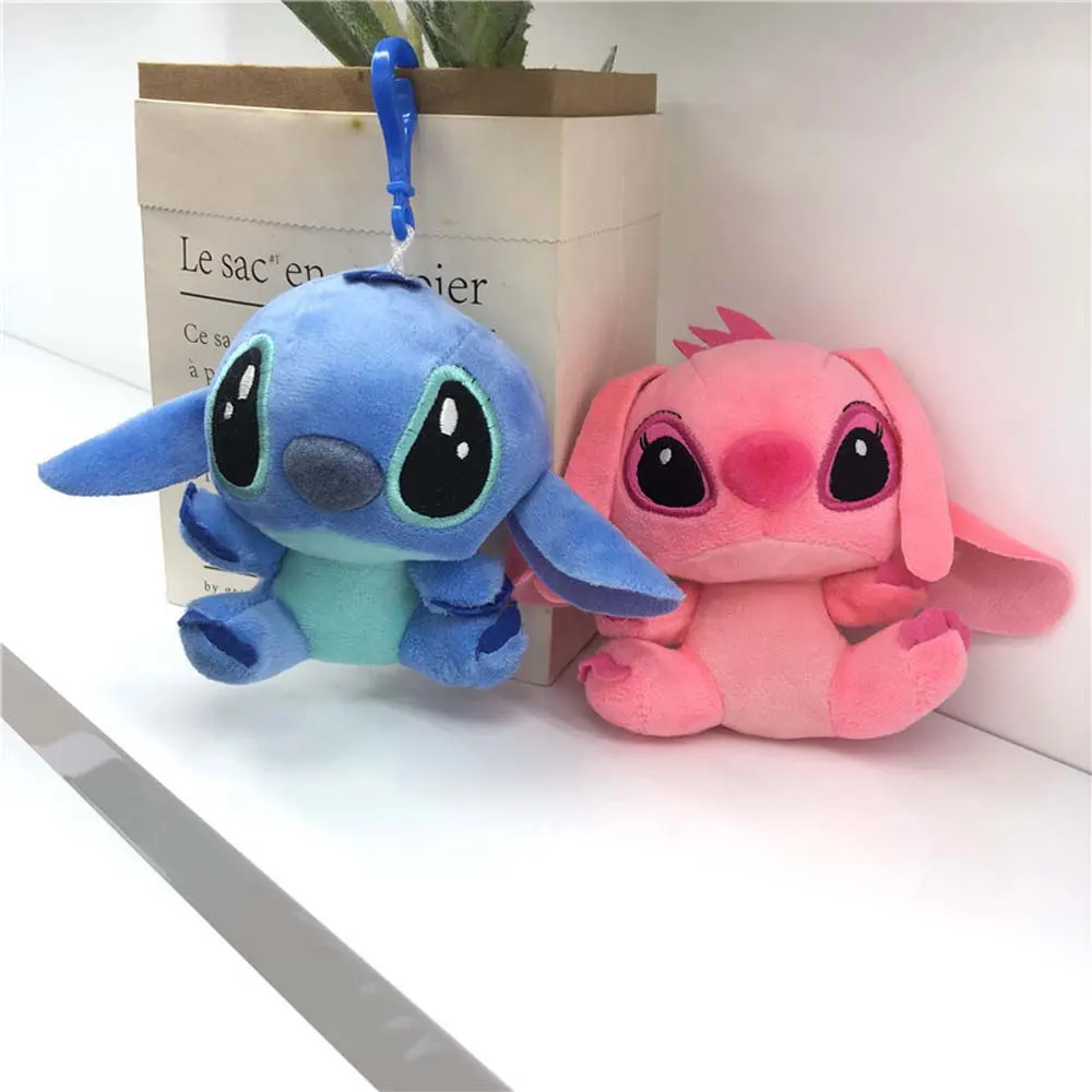 Poupées en peluche Disney Stitch pour enfants, chaîne continent, point d\'ange mignon, jouets en peluche, pendentif, cadeau d\'anniversaire, Kawaii,