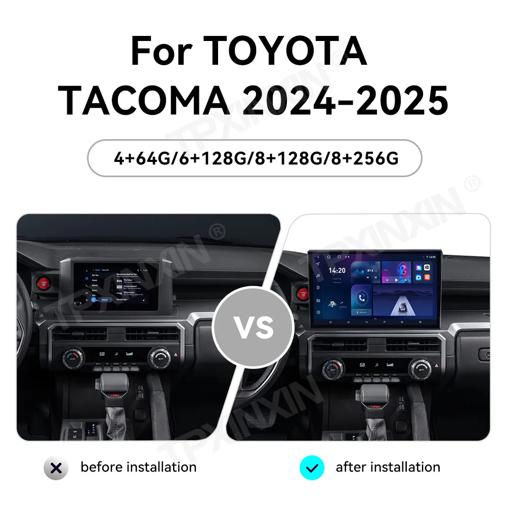 Radio Car Stereo Receiver For Toyota Tacoma 4 Runner 2024 2025 Android 13 Carplay Multimedia Screen GPS Navigation Head Unit