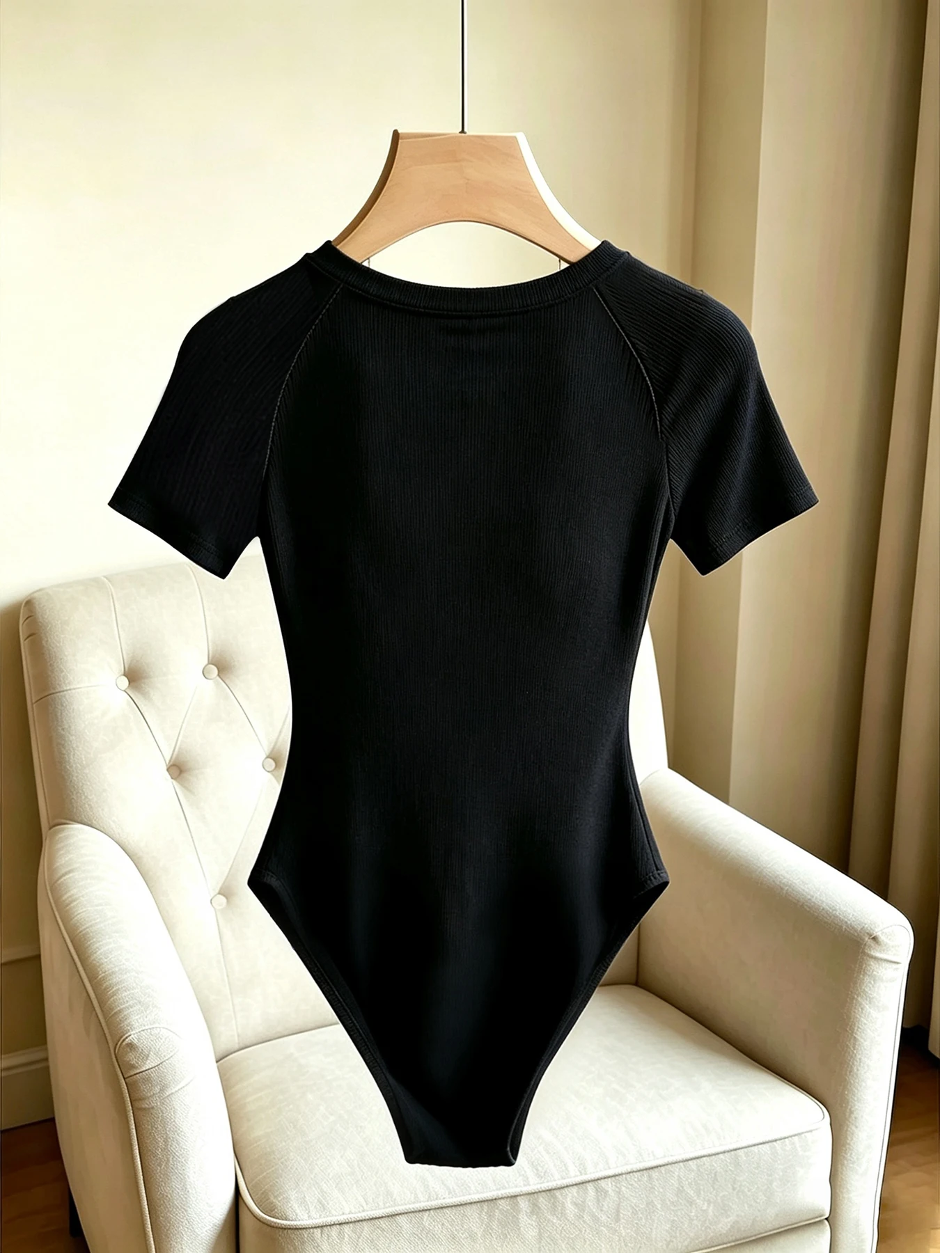 Women 3 Pack Round Neck Raglan Rib Knit Short Sleeve Fitted High Leg Bodysuit Basic Y2K Sexy Xmas Party Casual One Piece Top