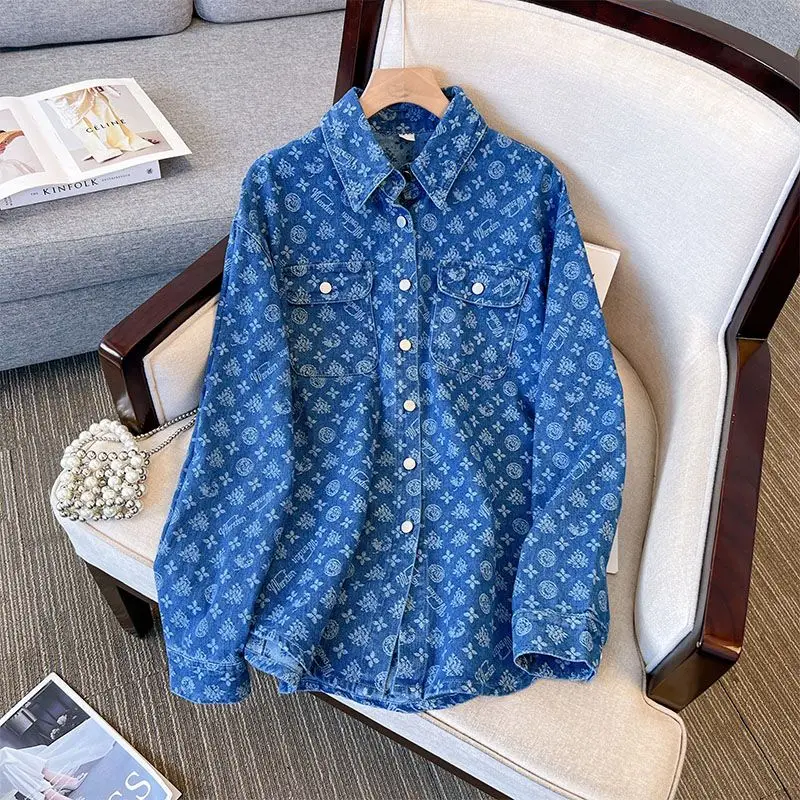 

Винтажный гонконгский стиль, нишевый дизайн, чувственная потертая джинсовая куртка, свободная посадка, модная рубашка для женщин, Новое поступление, осень