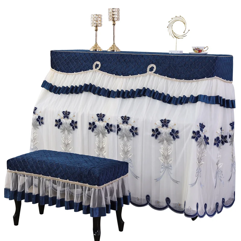 

*Simple and fashionable thickened piano cover, lace piano full cover, fabric medium open piano dust cover