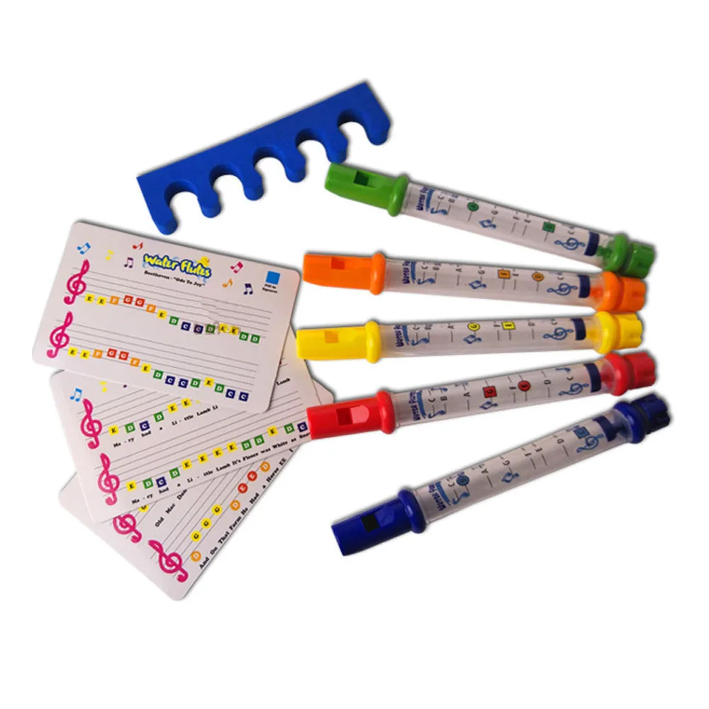 5 pz/set bambini colorati flauti d'acqua vasca da bagno Tunes giocattoli divertimento giocando suoni musicali giocattoli musicali per bambini per prodotti da bagno