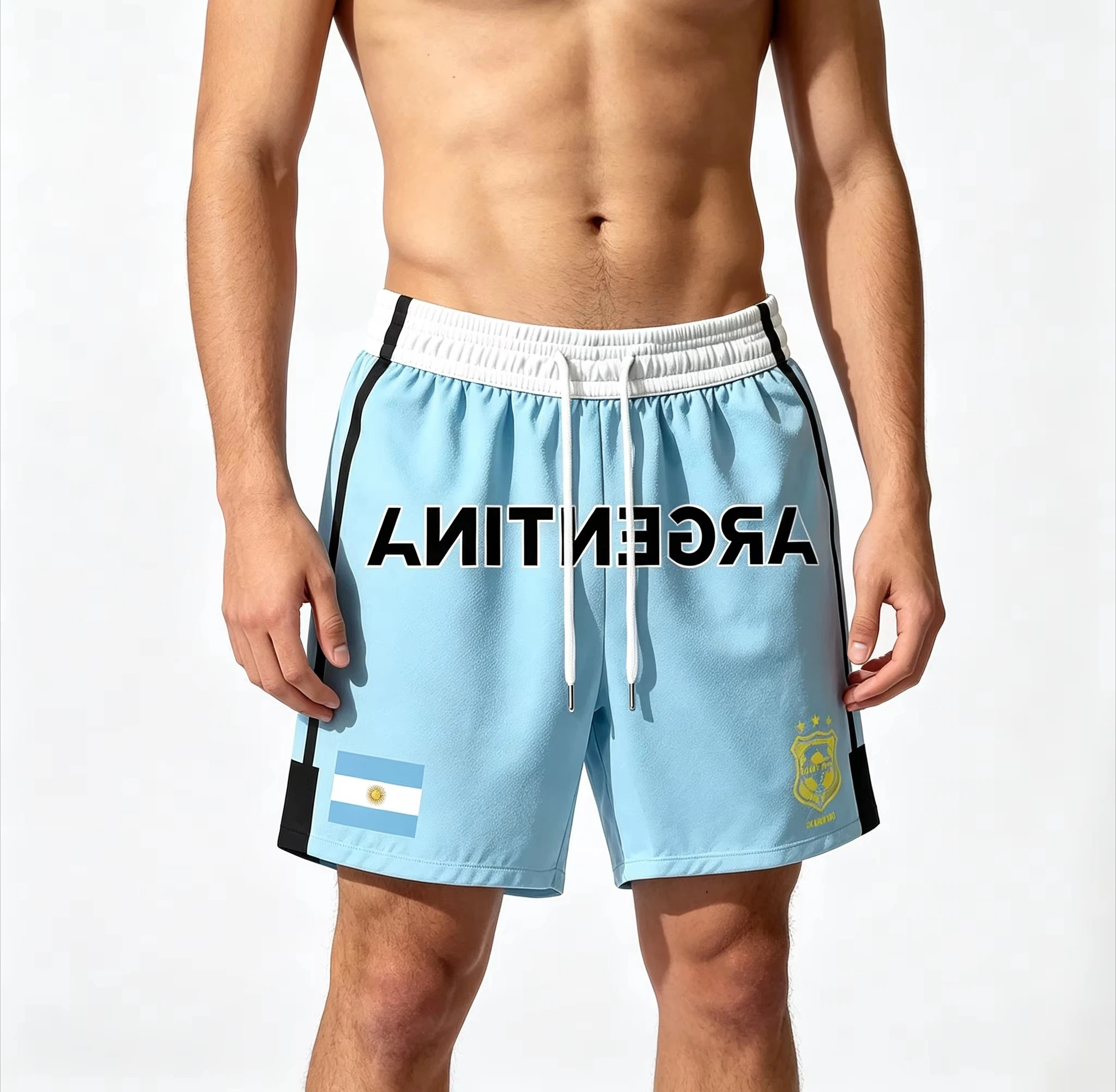Argentina Style Flag Print Sports Shorts Soccer Matches Daily Wear Outdoor Activities Gym, Travel, Gatherings, Holiday Shorts