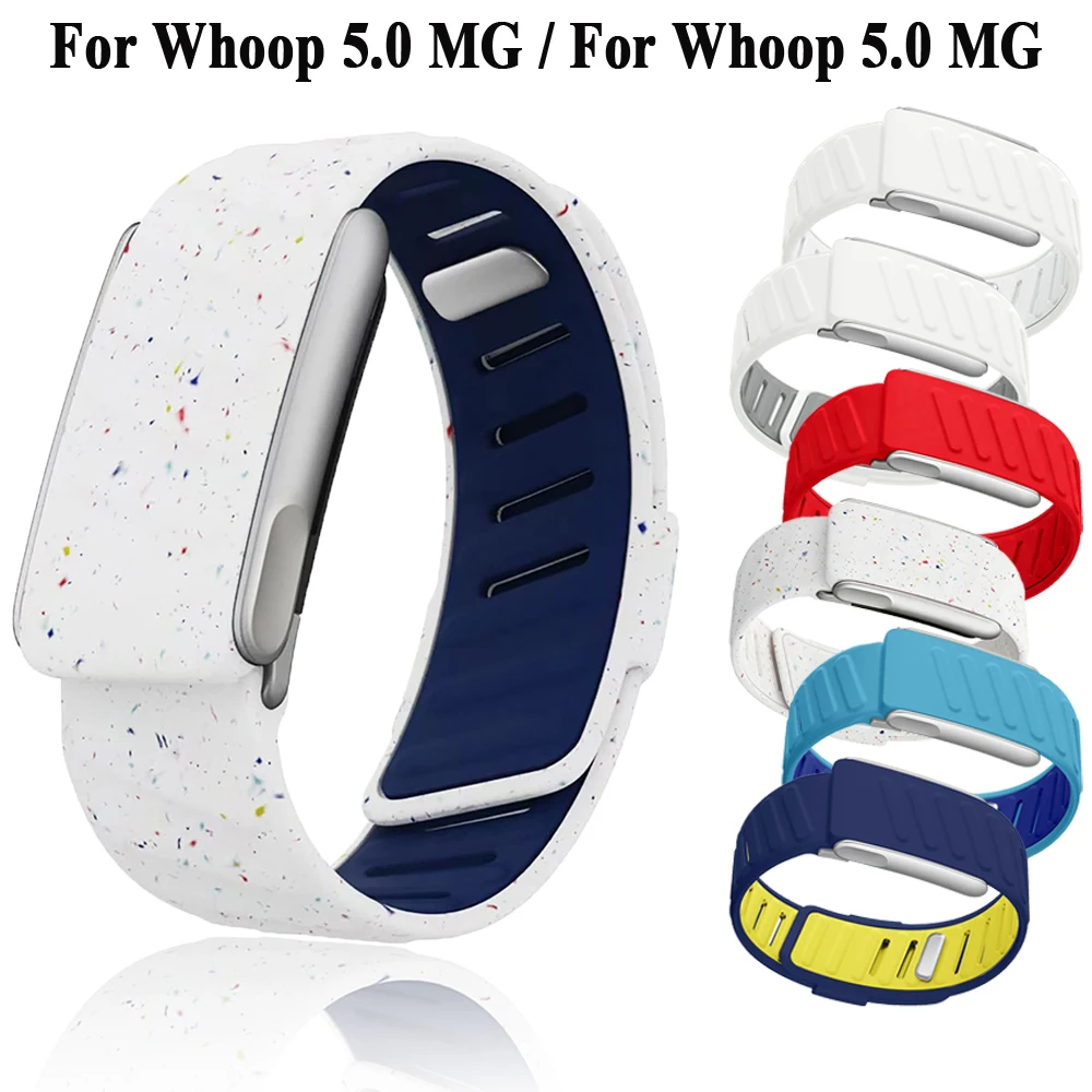Metall-Kopf Silikonarmband für Whoop 5.0 MG Armband Sportliches Weiches Atmungsaktives Armband Whoop 5.0 MG Correa Gürtel Zubehör