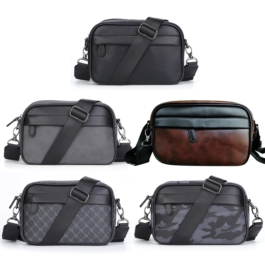 

Casual Business Male Messenger Bag Classic Pattern Shoulder Messenger Bag Wide Strap Small Square Plaid Designer Male Sling Bags