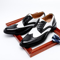 Formal Oxfords Shoes for Men White Black Real Cow Patent Leather Business Lace-up Wingtip Toe Brogue Wedding Mens Dress Shoes