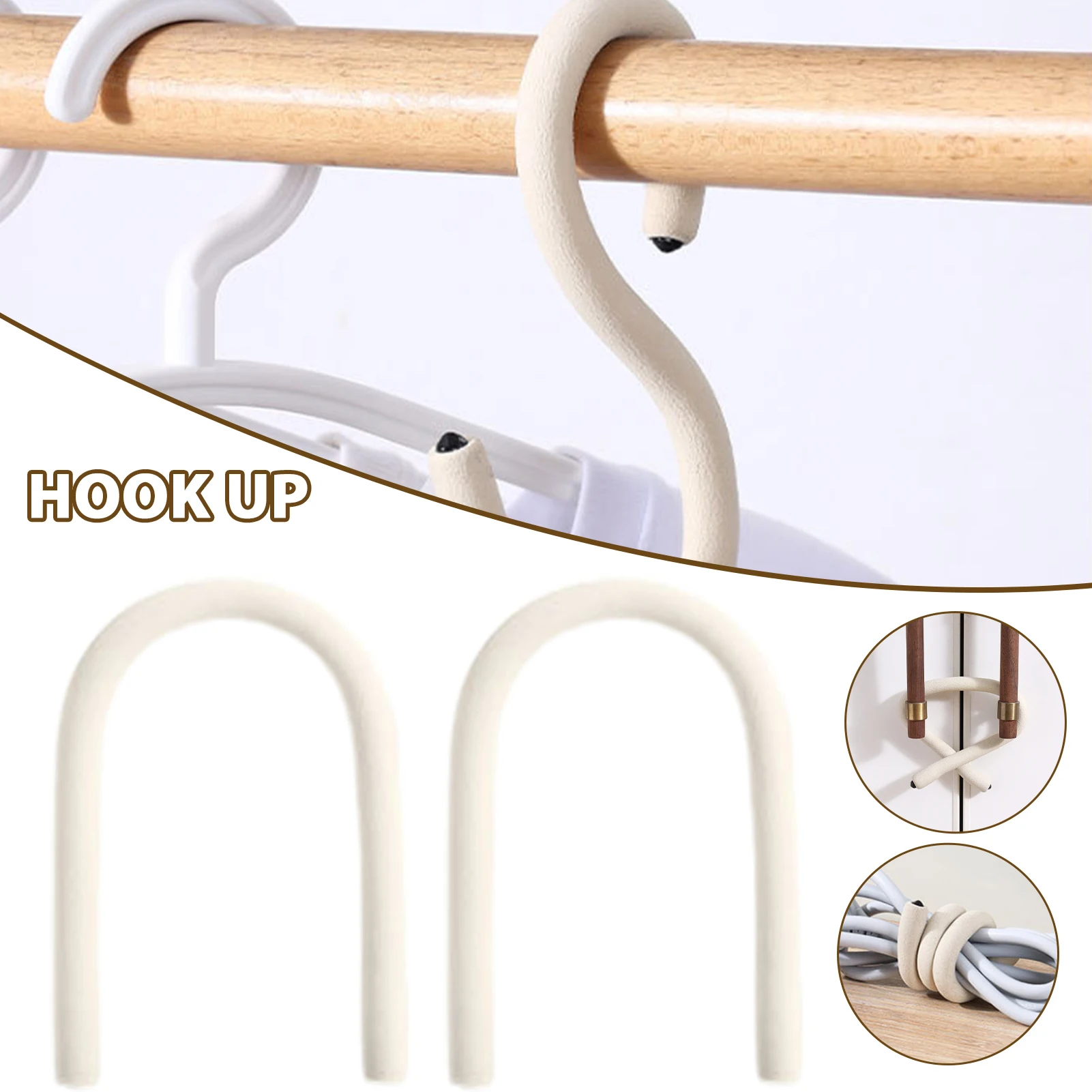 

2cps Bendable S-shaped Hooks Multifunctional Cabinet Lock Hook Sundry Storage Rack Bundled Cable Ties Easy Installation In Stock