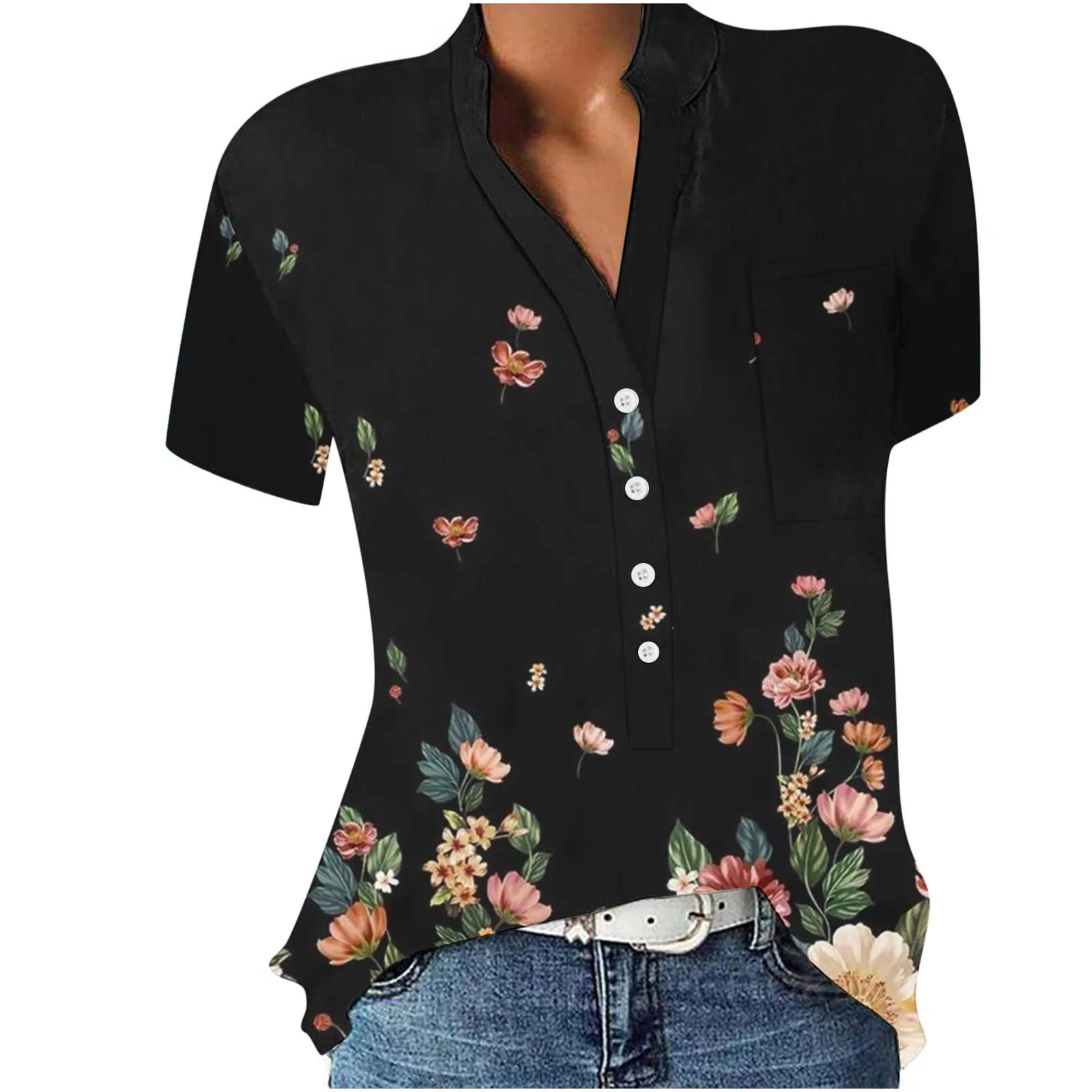 

Summer Short Sleeve Casual Top Women's Shirt 3D Print Plus Size 2023 New Floral Geometric Pattern Slim Fit Lady Simple Top Blusa