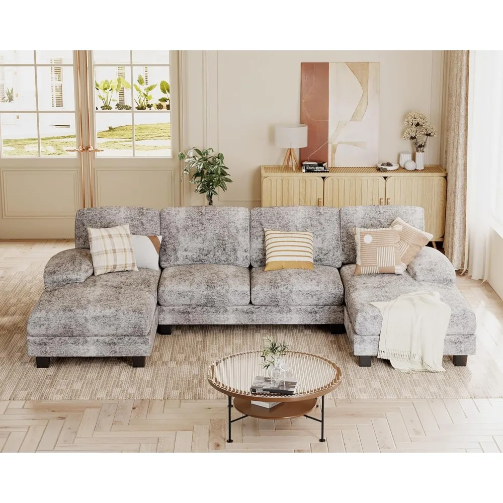 

Sectional Couches for Living Room, U Shaped Couch with Chenille Fabric, 4 Seat Modern Sofa with Removable Pillows for Ap