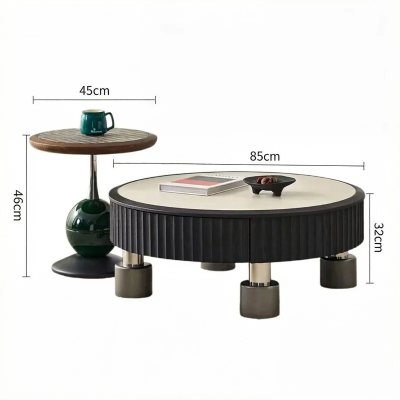 Minimalist coffee table combination, modern simple living room household small apartment round coffee table table