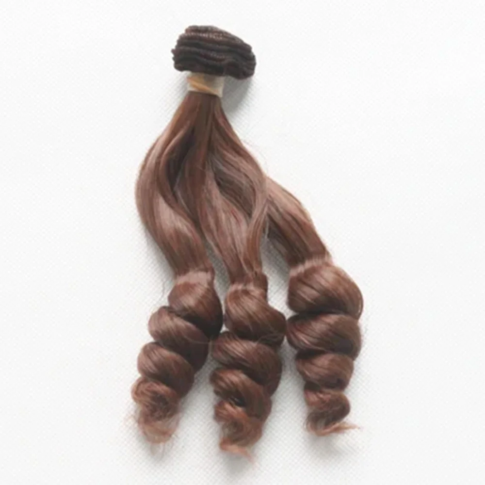 15 cm x 100 cm Curly doll wig fits 1/3 1/4 1/6 BJD DIY brown linen coffee black brown natural color high temperature hair for do