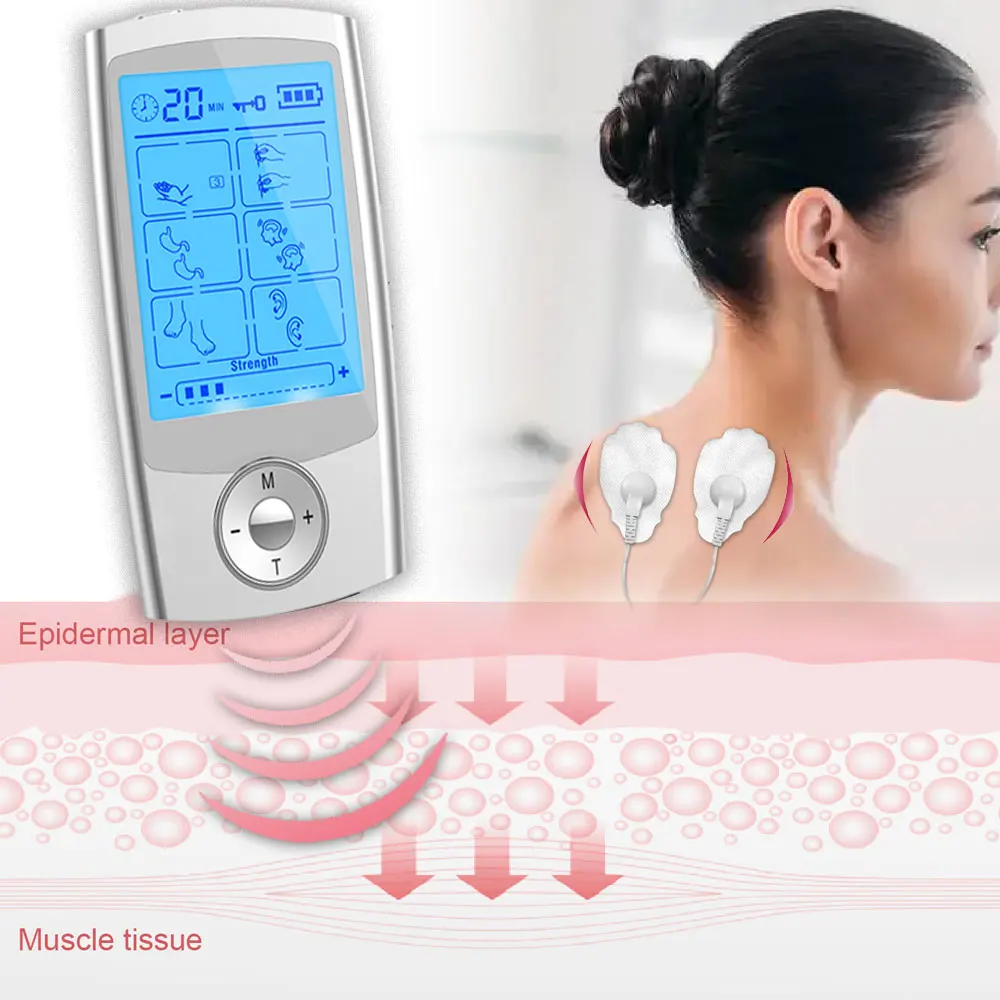 

2 Output Channel 10 Modes EMS Eletric Professional Muscle Stimulation Physiotherapy Tens Electrodes Machines Body Massager Pads