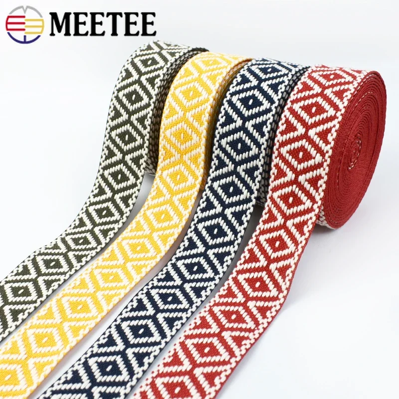 2/5/10M 38mm Polyester Cotton Webbing Band for Bag Strap Jacquard Ethnic Ribbon Shoes Backpack Bias Tape DIY Sewing Accessories