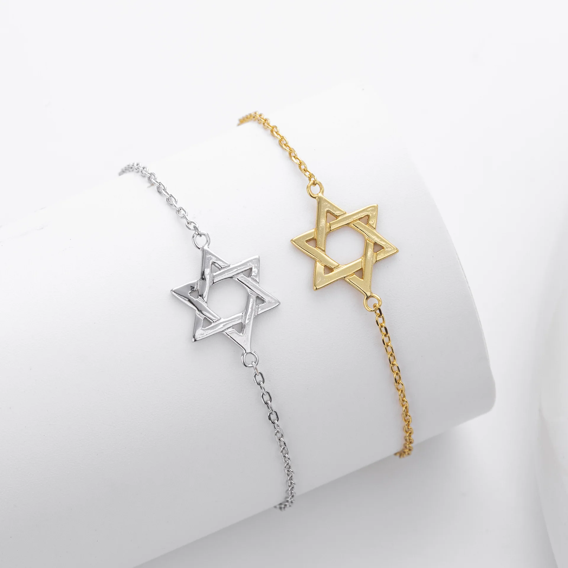 Withered S925 Sterling Silver Hand Jewelry Hexagonal Star Bracelet Accessory