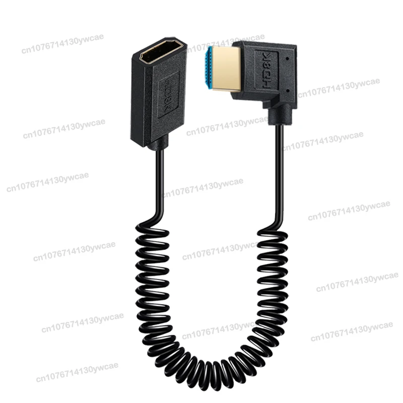 90 Degree Angle Extreme Slim/Thin 8K60HzUltra HDMI M-F High Speed 4K HD Micro Mini HDMI Male To Female Extension Spring Cable