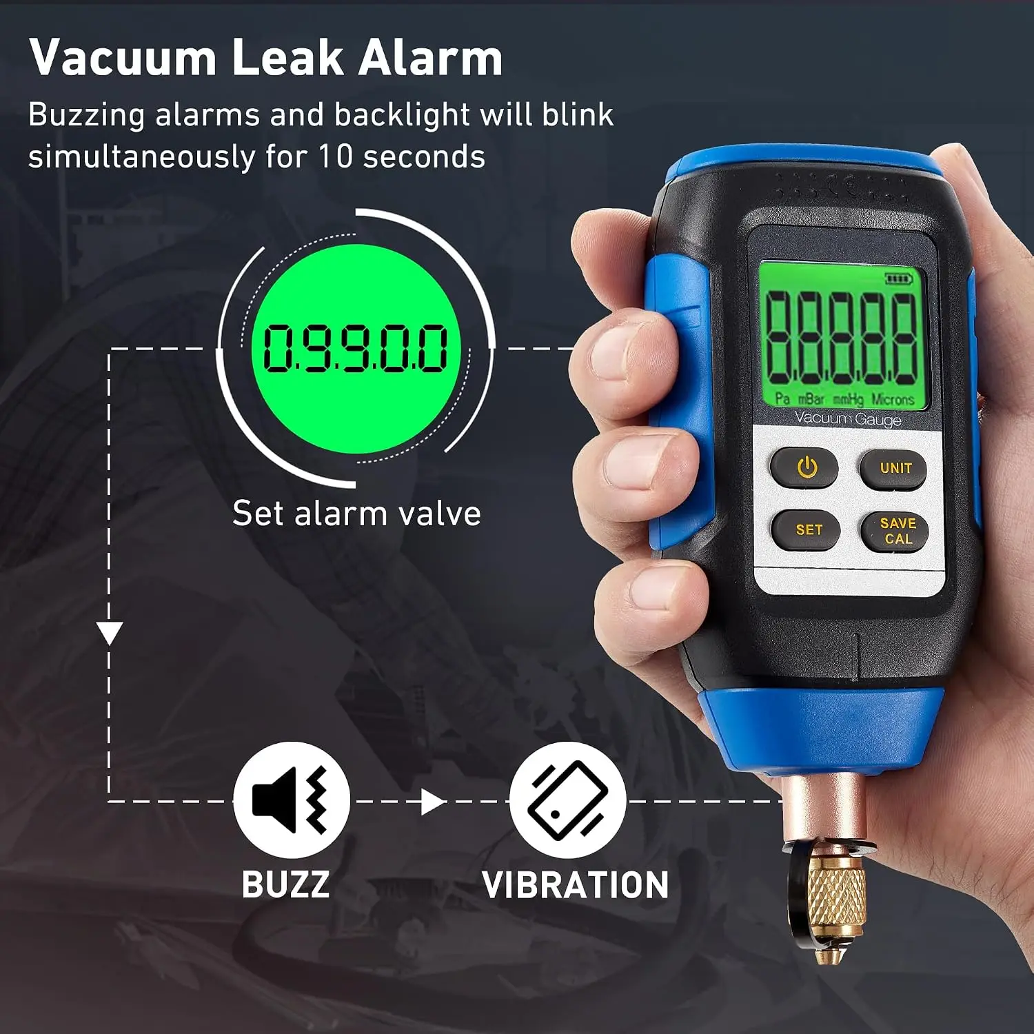 VMV-1 Portable Digital Vacuum Gauge HVAC Micron Meter Electronic Refrigeration High Precision Absolute Pressure Tester