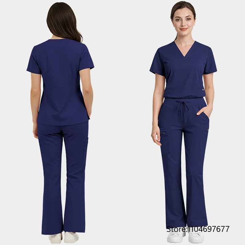 New Hospital Doctor Workwear Unisex Surgery Top+Pants Women Medical Nurse Uniforms Dental Nurse Scrub Set Lab Work Clothes Suits view 3