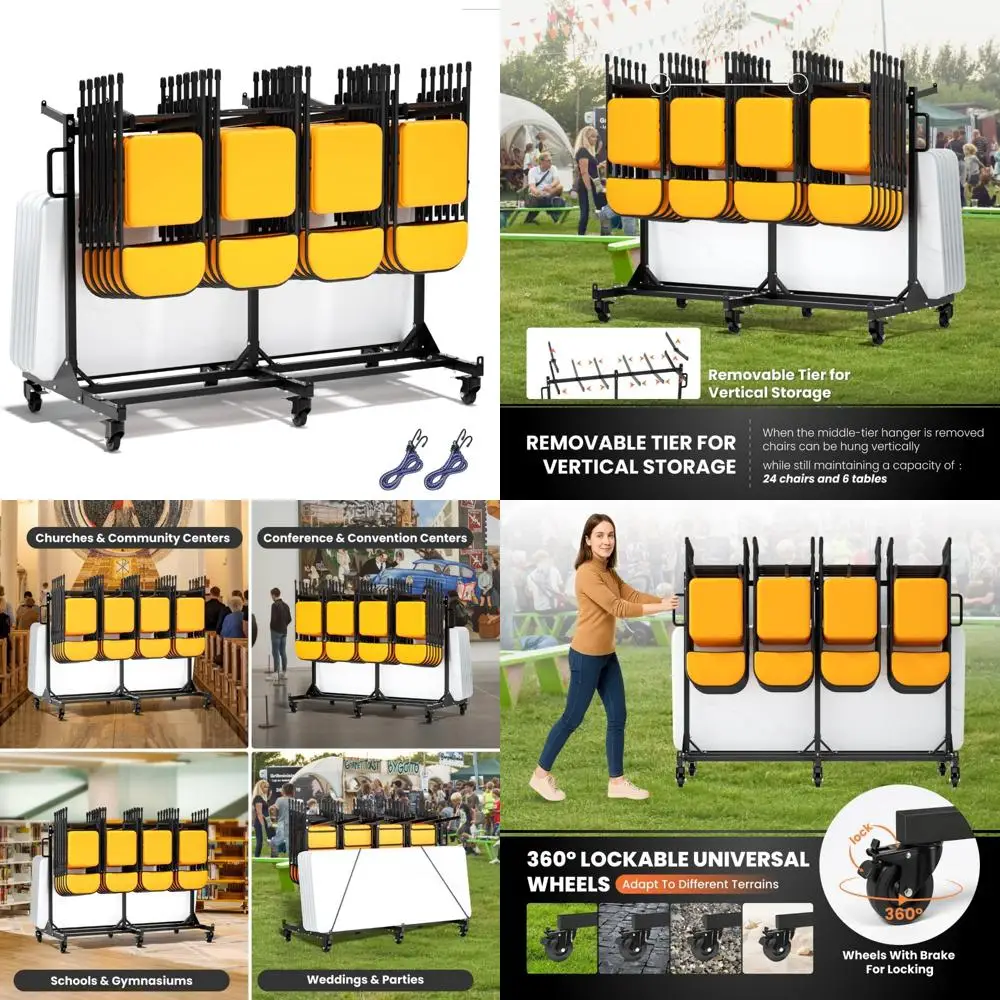 عربة تخزين متينة قابلة للطي مع عجلات وأشرطة قابلة للقفل وسعة 400 رطل #1