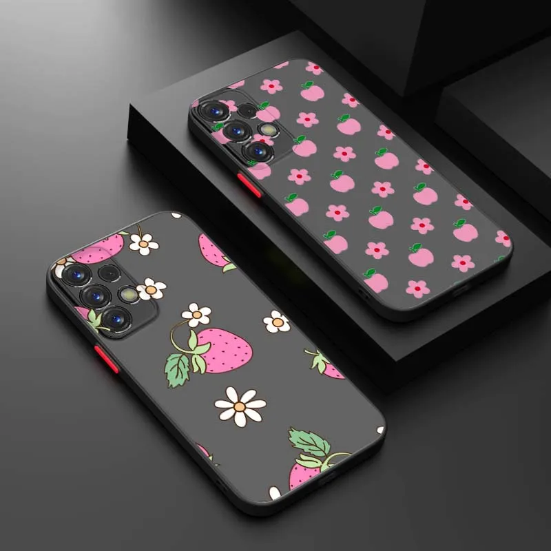 Pink Fruit Flowers Cover For Samsung Galaxy S25 S24 S23 S22 S21 S26 Edge Ultra Lite FE Plus 5G UW Phone Case