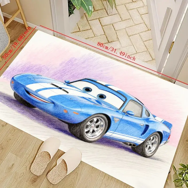 

1PC Cartoon Blue Racing Car Floor Mat 80x50cm (31.49x19.68inch), Animated Sports Car Design Rug for Kids Room Decor, Boys Bedroo
