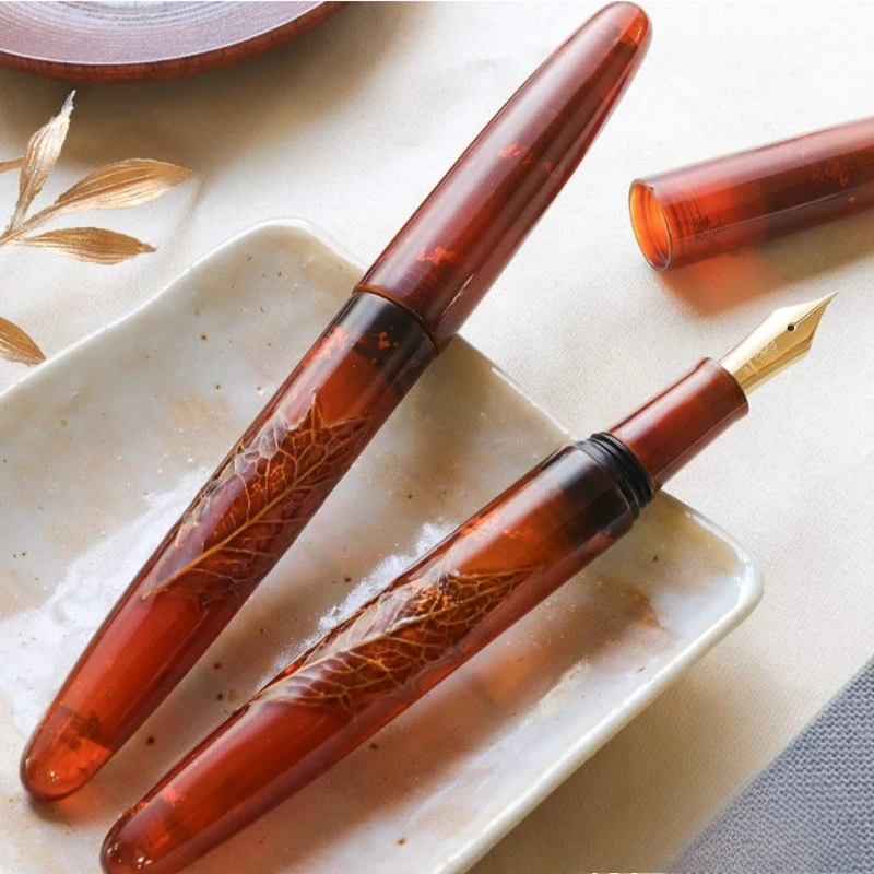 YIHAN Japanese WANCHER Pen JOWO M 0.7mm Nib Dreamy Transparent Resin Ivy Light Luxury Extra Large Pen King Ink Pen Stationery