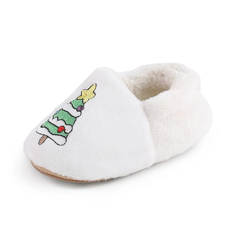 Baby Non-slip Floor Shoes Newborn Cute Warm Slipper With Soft Sole Toddler Christmas Tree Printed Walking Shoes