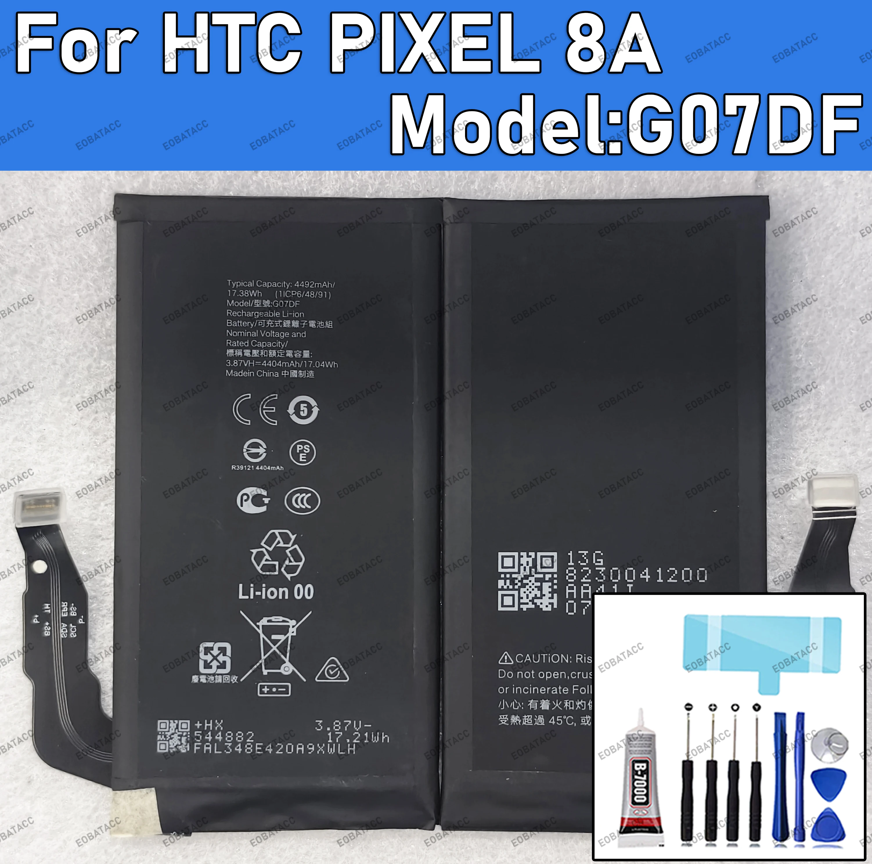 100% New Zero Cycle G0D7F BATTERY For GOOGLE PIXEL 8A Replacement Batteria+Tools