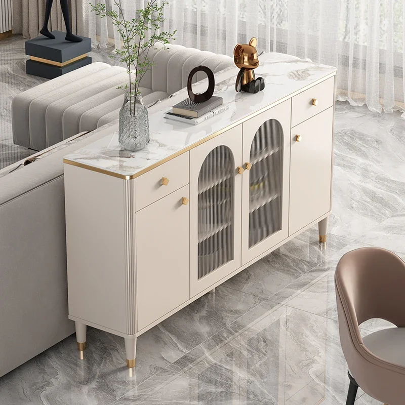 French cream buffet sideboard, modern minimalist lightweight luxury kitchen locker wine cabinet living room household sideboard