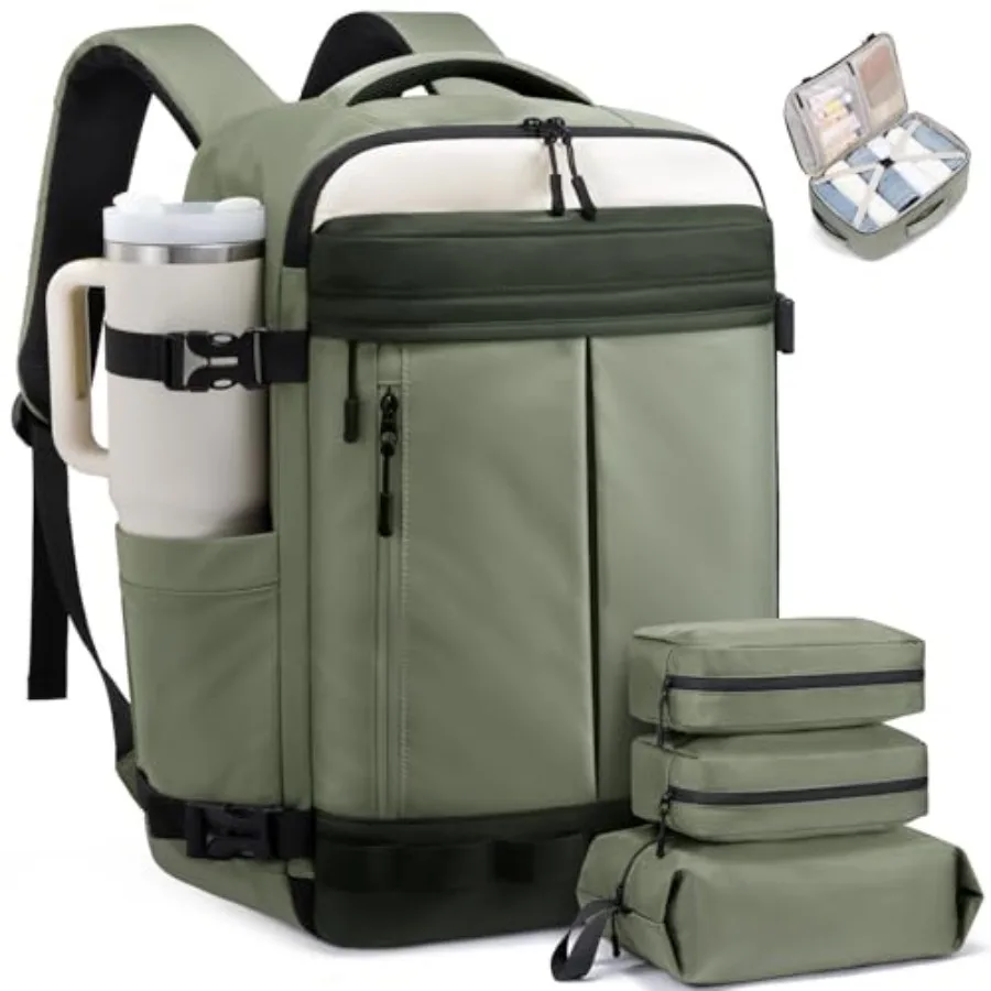 

40L Travel Backpack for Women Men, Airline Approved Carry On Luggage with 3 Cubes Accessories, TSA Personal Item Travel Cruise