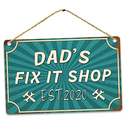 Personalised Vintage Name Fix It Shop, Wall Poster Tin Sign Vintage BBQ Restaurant Dinner Room Cafe Shop Decor