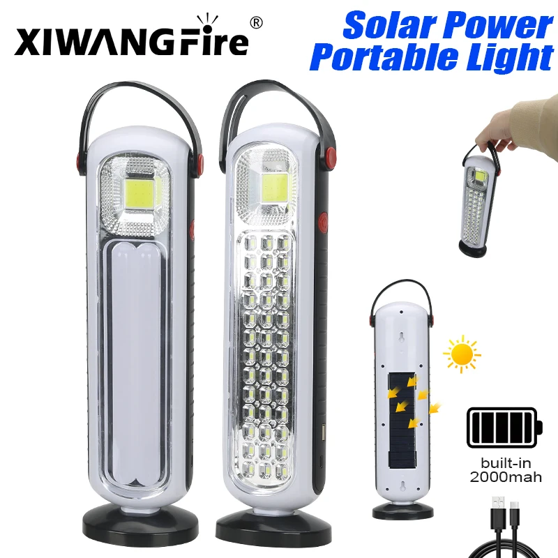 Portable Portable Solar Emergency Lighting Outdoor Dual-Wick High-Bright Light Energy Storage Flashlight