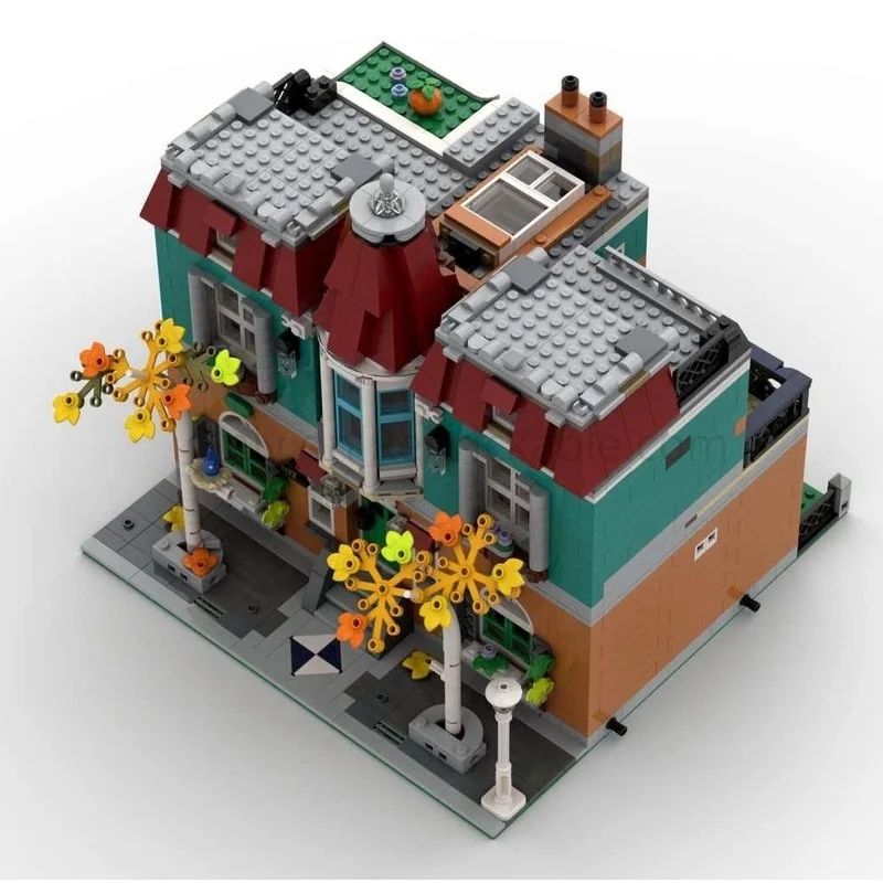 Blocs de construction MOC-244441 Villa Street View, série de paysage de rue moderne, blocs de construction modulaires de rêve, jouets créatifs, 2122 pièces