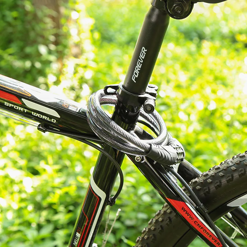 

Mountain Bike Four-digit Combination Lock, Bicycle Lock, Steel Wire Chain Lock, Cycling Equipment Accessories