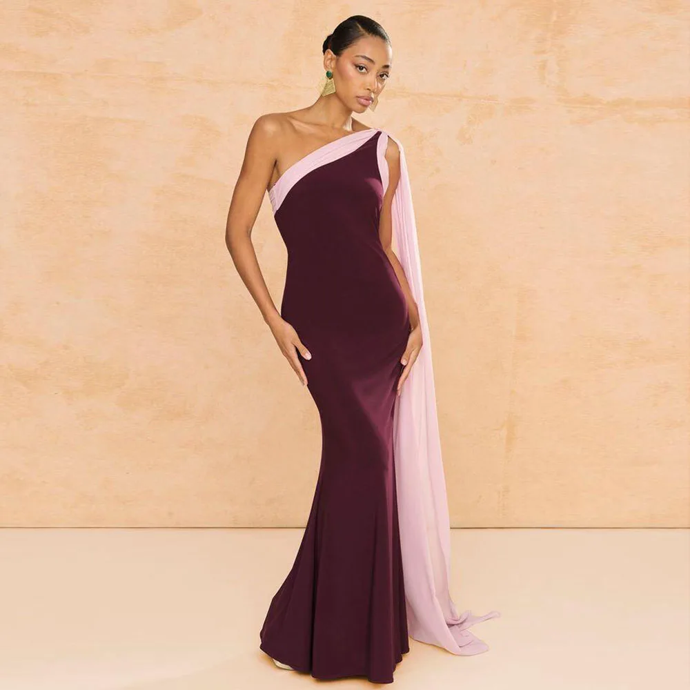

Purple Evening Dresses One Shoulder High Quality Floor Length Mermaid Sleeveless Banquet Celebrity Female Gowns Classic 2025