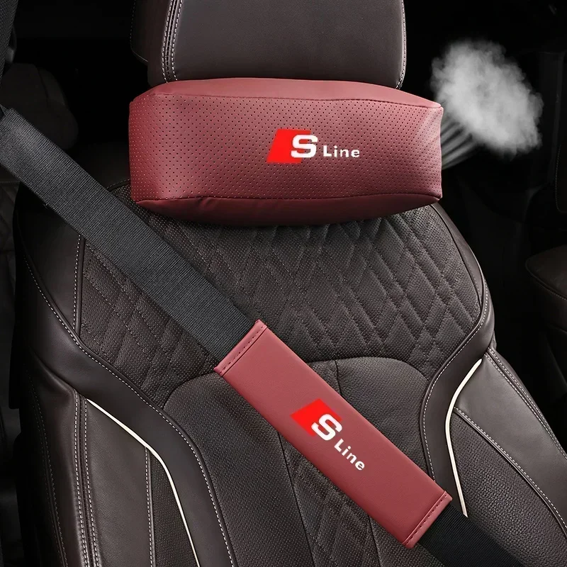Car Seat Headrest Neck Pillow Seat Belt Cover Shoulder Protector Pad For Audi Sline A4 B7 B8 B9 A3 8P 8V 8L A5 A6 C6 RS7 RS6 RS5