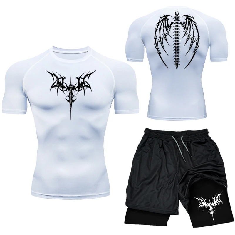 Nova camisa de compressão dos homens rashguard fitness manga curta correndo camisa homem ginásio t camisa esportiva respirável collants t camisa