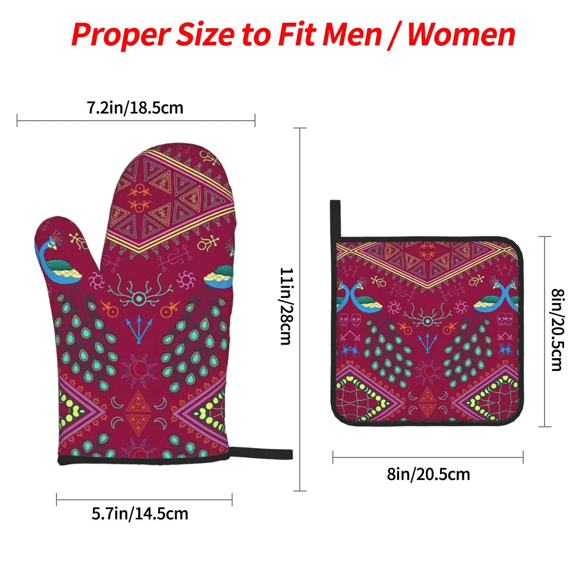 Mollymauk Tealeaf Inspired Print Oven Mitts and Pot Holder Sets of 4 for Baking Kitchen Cooking BBQ Resistant Non-Slip Gloves