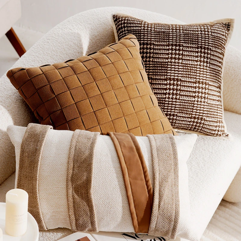 Vintage French Moroccan Lumbar Pillow Cover – Cream & Brown 5
