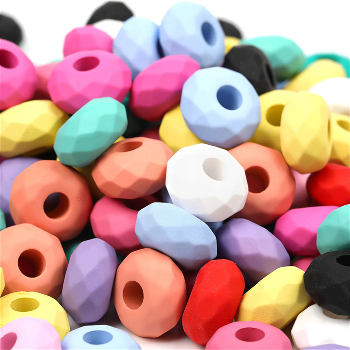 14mm colori solidi perline ruota foro grande colore trasparente perline rotonde piatte abbigliamento fai da te perline catena del telefono accessori