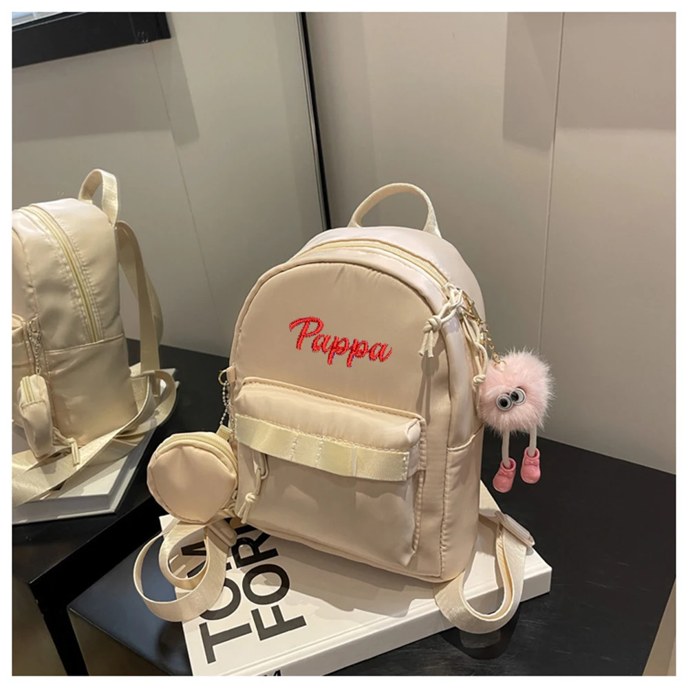 Personalized Name Women's Bow Backpack Customized Embroidered Girl Simple Backpack with Name Outdoor Travel Gift Bag