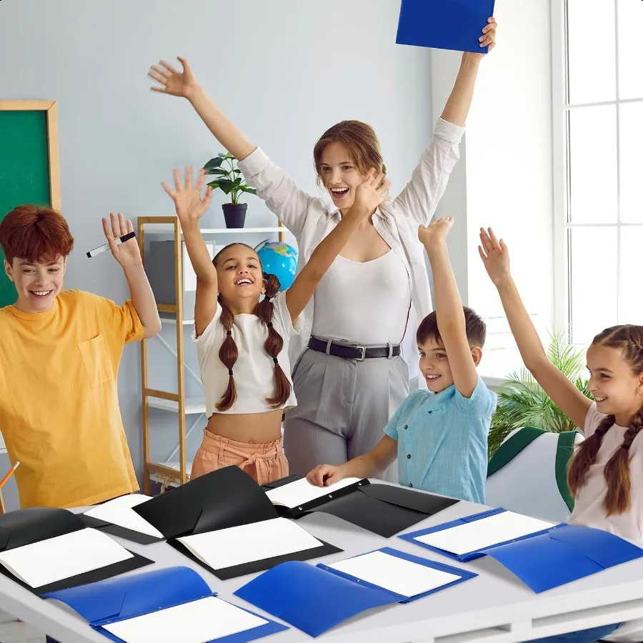 72 عبوة من مجلدات الجيب مع شوكات مجلد بلاستيكي عالي التحمل مع فتحة بطاقة الأعمال 3 مشابك مكتبية للمدرسة