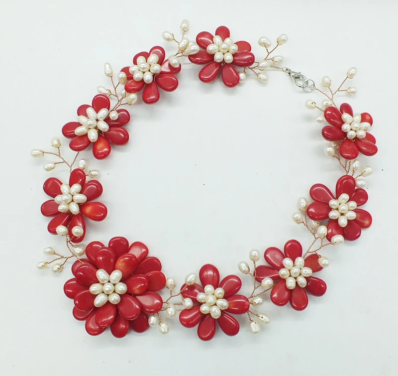 A classic coral flower necklace, African bridal wedding necklace. beautiful 20