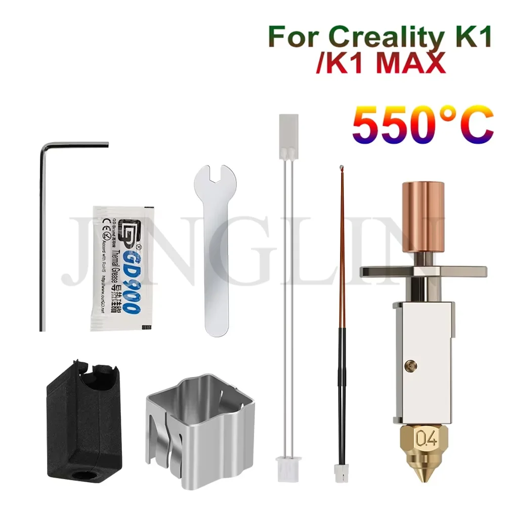 Updated Hotend Kit Bi-Metal K1 HOTEND For Creality K1/K1 MAX Ceramic Heating Block Kit 550°C Extruder For Creality K1 3D Printer